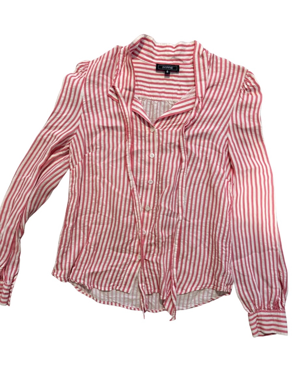 Ivonne Pink and White Striped Blouse with Bow